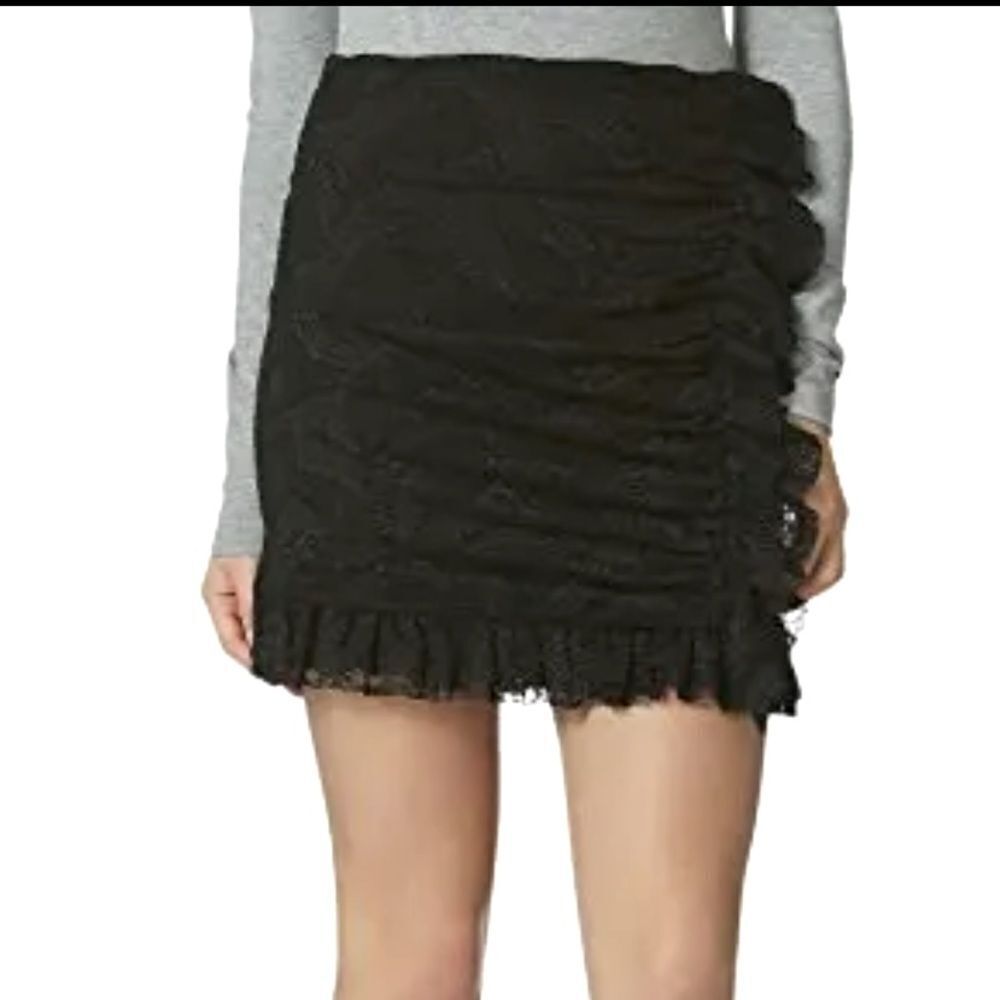 NWT Avec Les Filles Joyce Azria Lace Overlay Mini Skirt Black Size M Made in USA